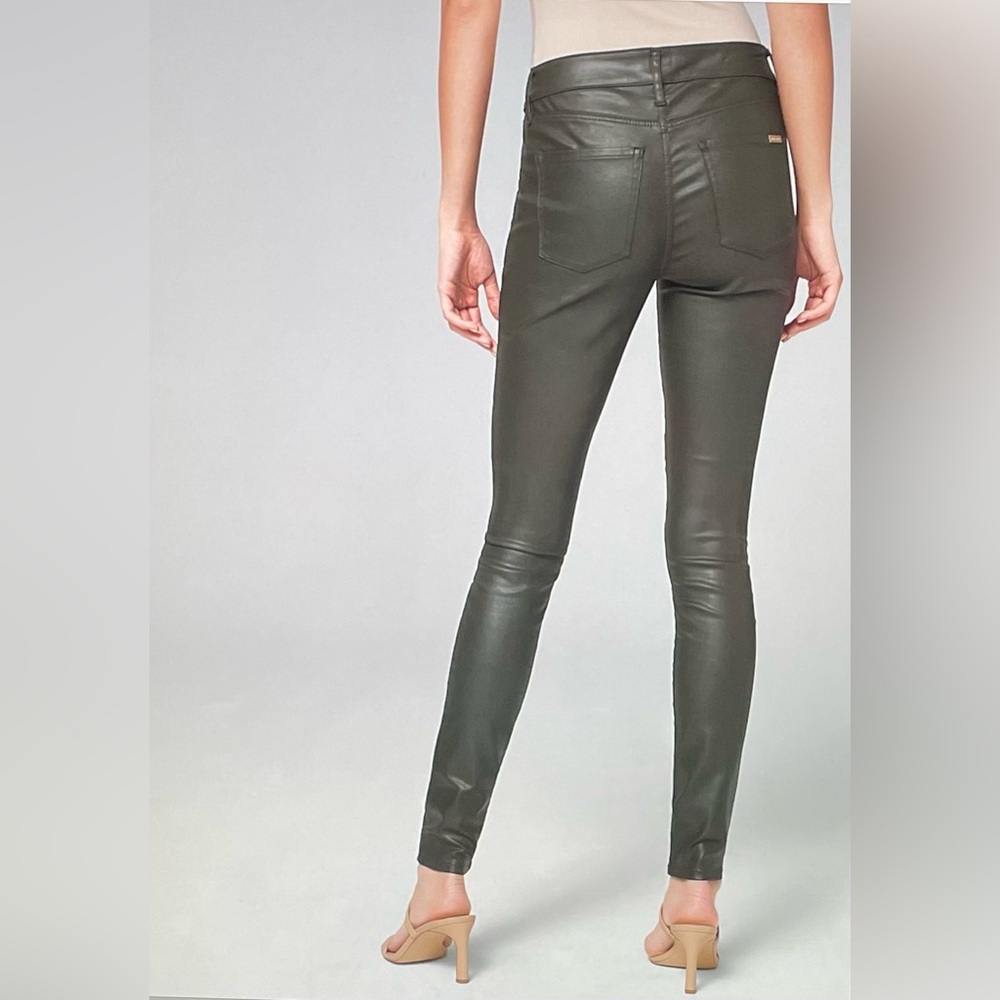 NWT WHBM MidRise Coated Moto Skinny Green 2R - Picture 2 of 16